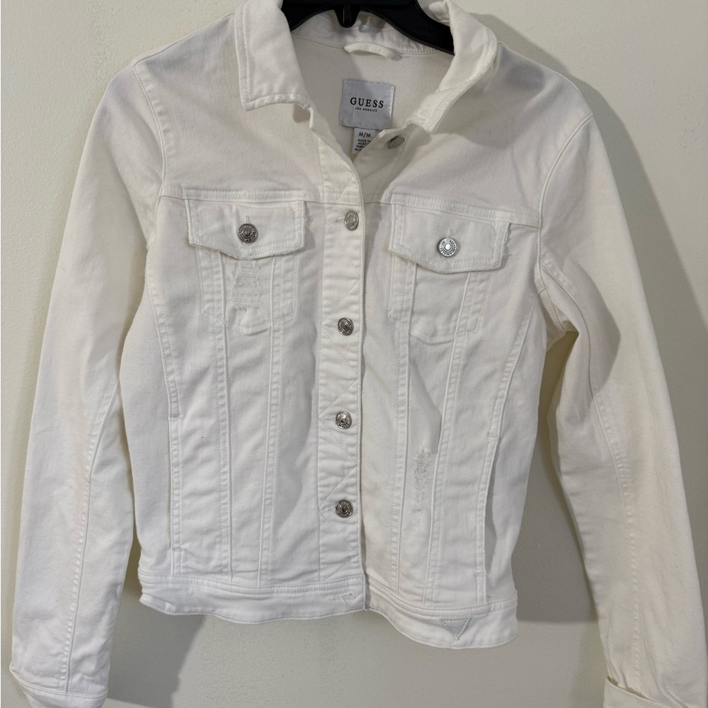 GUESS Distressed White Jacket